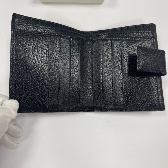Gucci Black Leather Compact Wallet w/ Silver-tone Hardware - Preowned - Picture 11 of 14